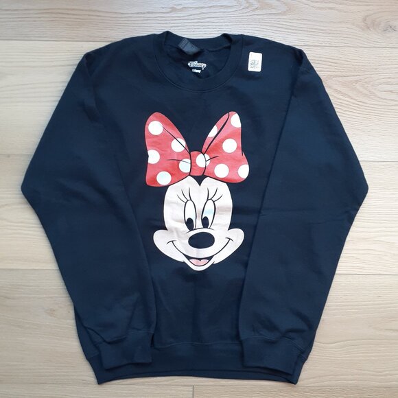 Minnie Mouse Polka Dot Bow - New Small Black Sweatshirt - Picture 2 of 5